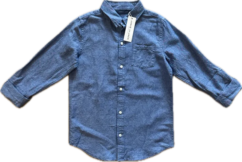 Janie And Jack Linen Cotton Blue Button Up