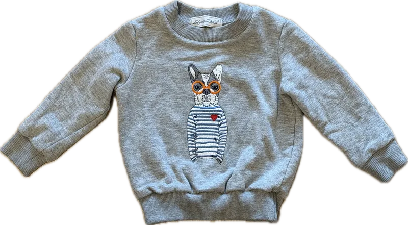 Grey French Bulldog Embroidered Sweatshirt 
