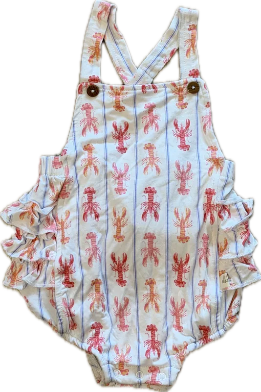 Mulberry Soft Lobster Print Ruffle Onesie