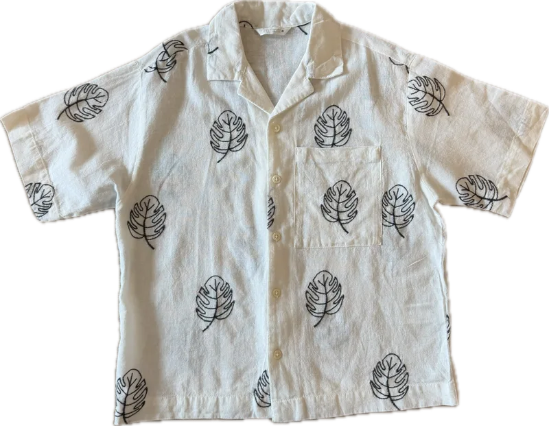 Zara Embroidered Monstera Leaf Shirt
