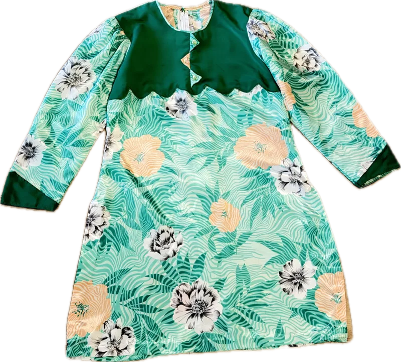 Beautiful Handmade Green Print Tunic Dress